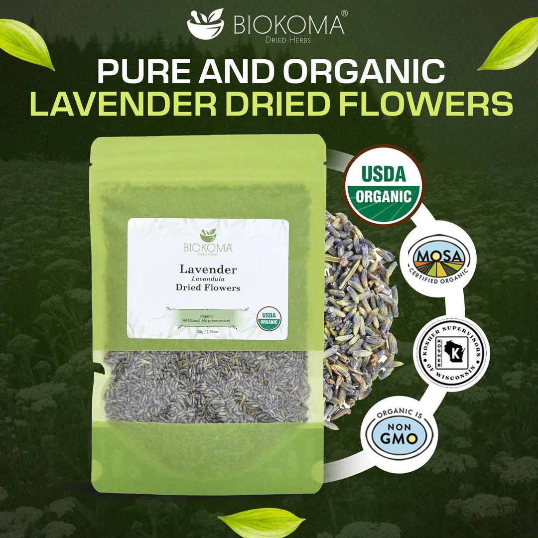 Lavender (Lavandula) Organic Dried Flowers 50g 1.76oz - BIOKOMA® - Dried Herbs