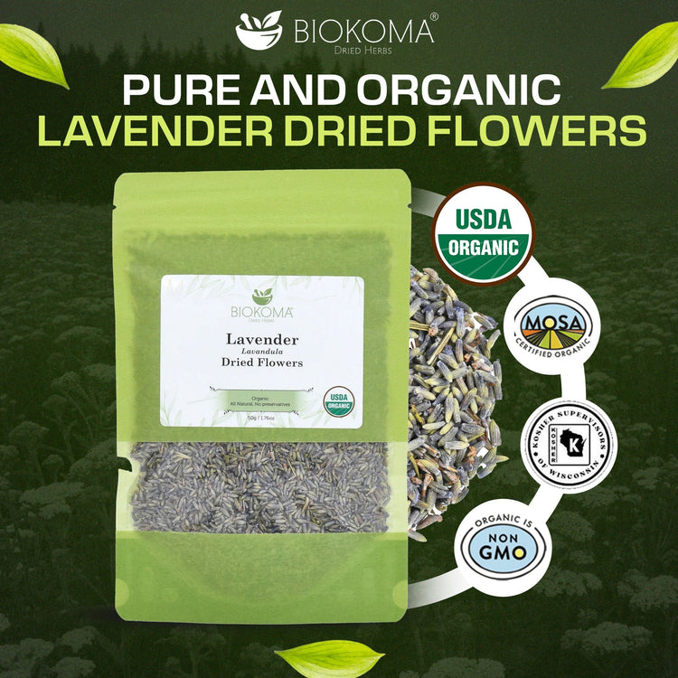 Lavender (Lavandula) Organic Dried Flowers 50g 1.76oz - BIOKOMA® - Dried Herbs