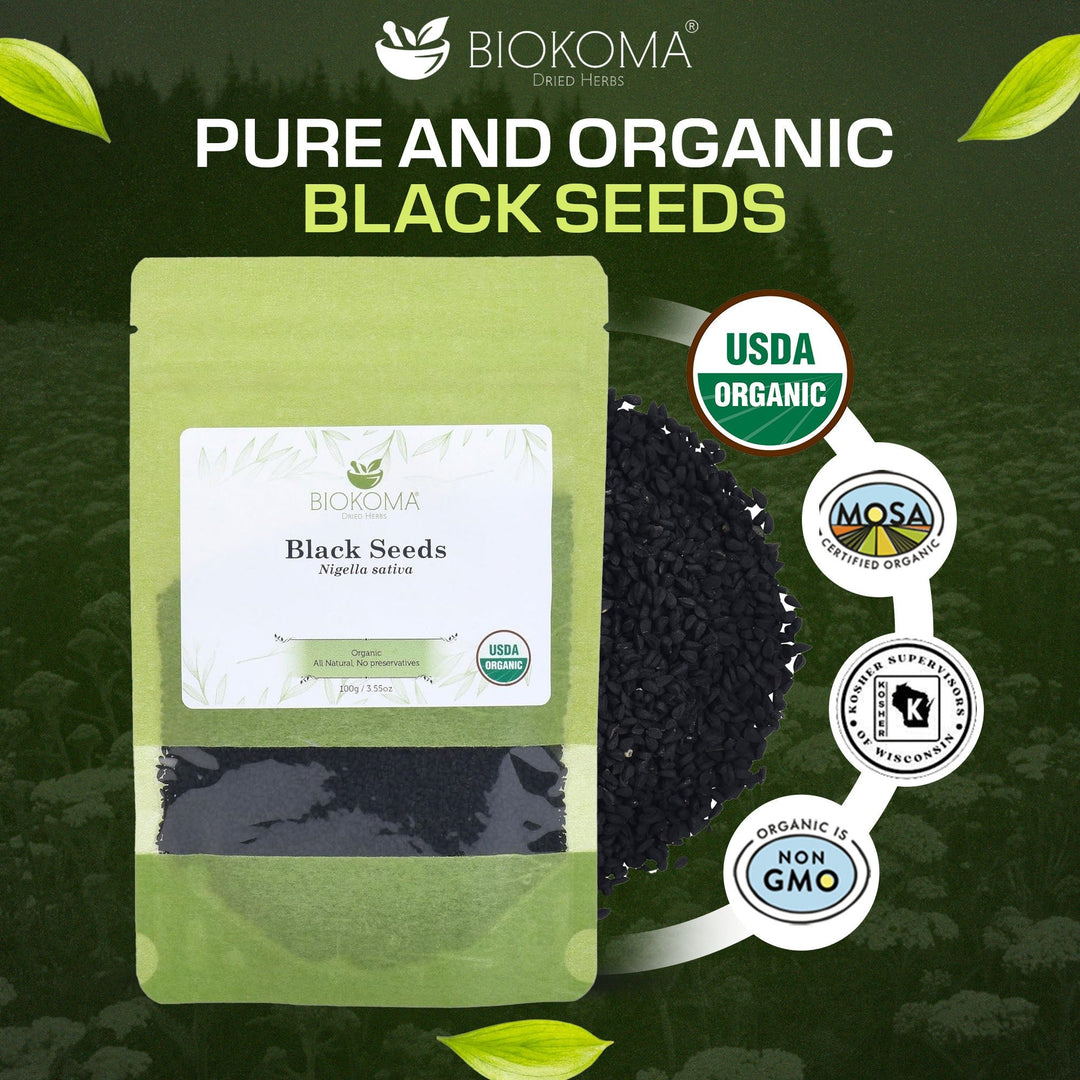 Black Seeds (Nigella sativa) Organic Seeds 100g 3.55oz - BIOKOMA® - Dried Herbs