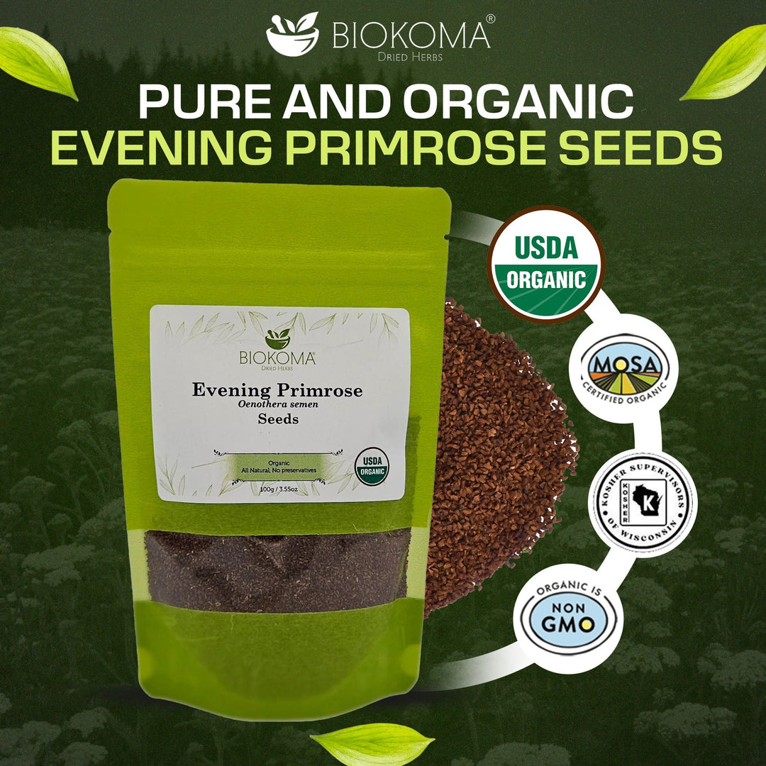 Evening Primrose (Oenothera semen) Organic Seeds 100g 3.55oz - BIOKOMA® - Dried Herbs