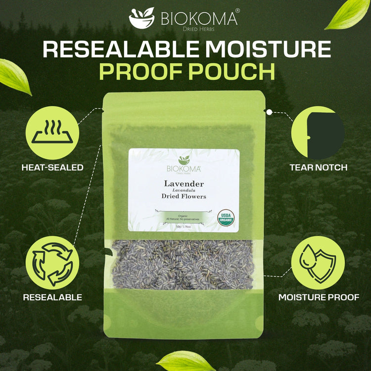 Lavender (Lavandula) Organic Dried Flowers 50g 1.76oz - BIOKOMA® - Dried Herbs