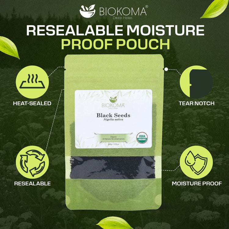 Black Seeds (Nigella sativa) Organic Seeds 100g 3.55oz - BIOKOMA® - Dried Herbs