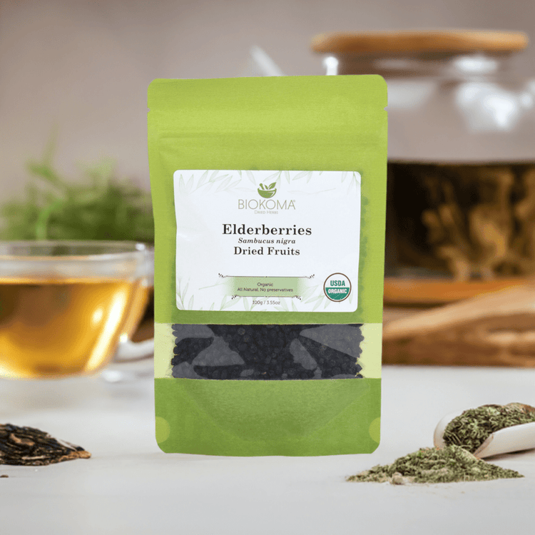 Elderberries (Sambucus nigra) Organic Dried Fruits 100g 3.55oz - BIOKOMA® - Dried Herbs
