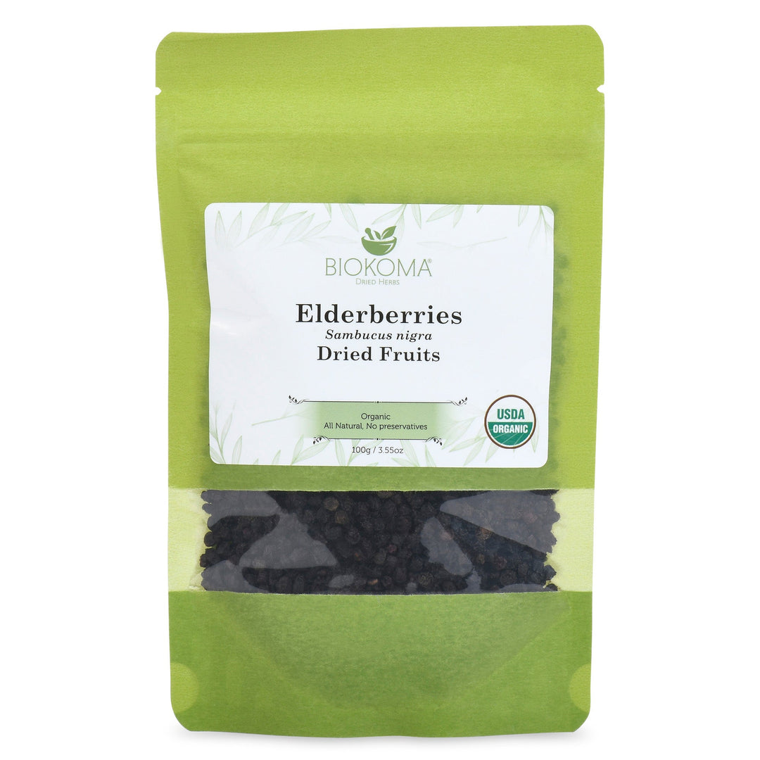 Elderberries (Sambucus nigra) Organic Dried Fruits 100g 3.55oz - BIOKOMA® - Dried Herbs