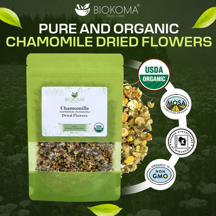 Chamomile (Anthodium chamomillae) Organic Dried Flowers 50g 1.76oz - BIOKOMA® - Dried Herbs