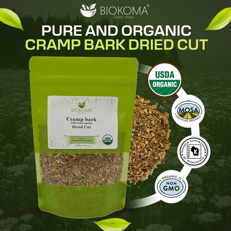 Cramp Bark (Viburnum opulus) Organic Dried Cut 100g 3.55 oz - BIOKOMA® - Dried Herbs