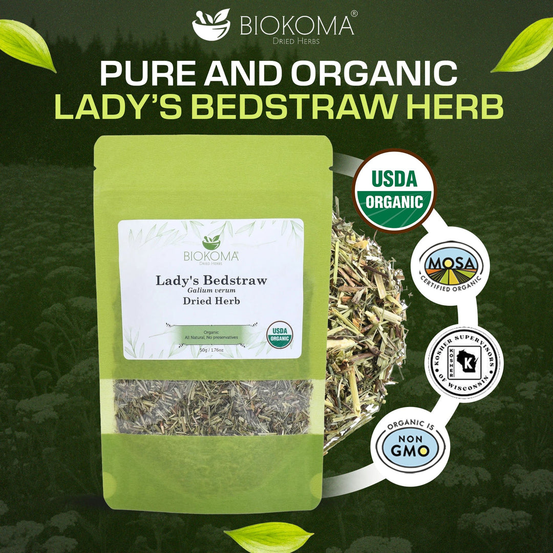 Lady's Bedstraw (Galium verum) Organic Dried Herb 50g 1.76oz - BIOKOMA® - Dried Herbs