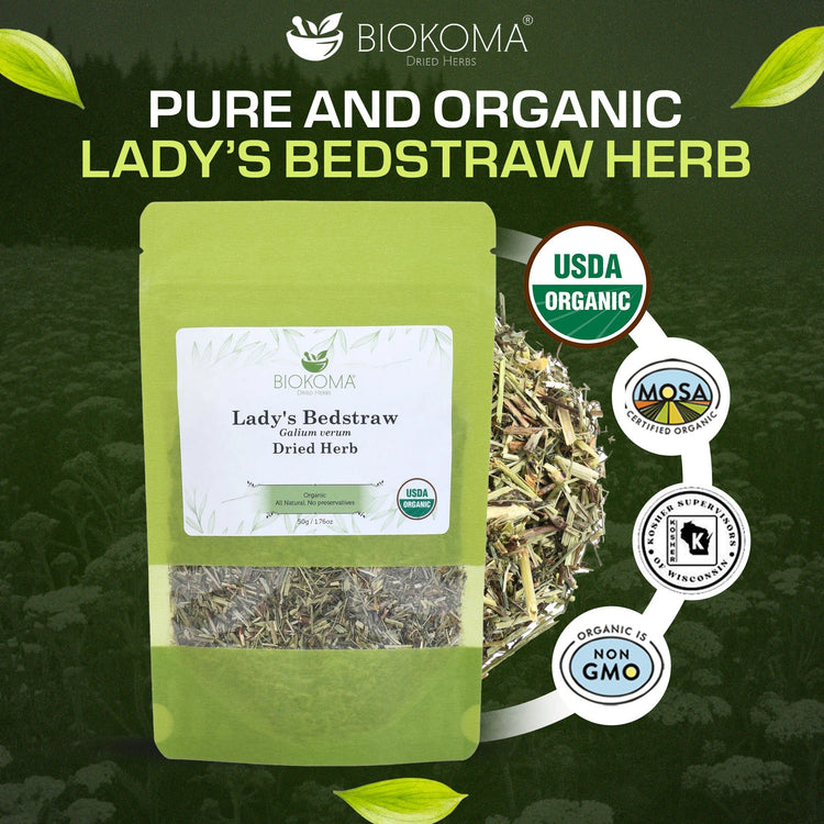 Lady's Bedstraw (Galium verum) Organic Dried Herb 50g 1.76oz - BIOKOMA® - Dried Herbs