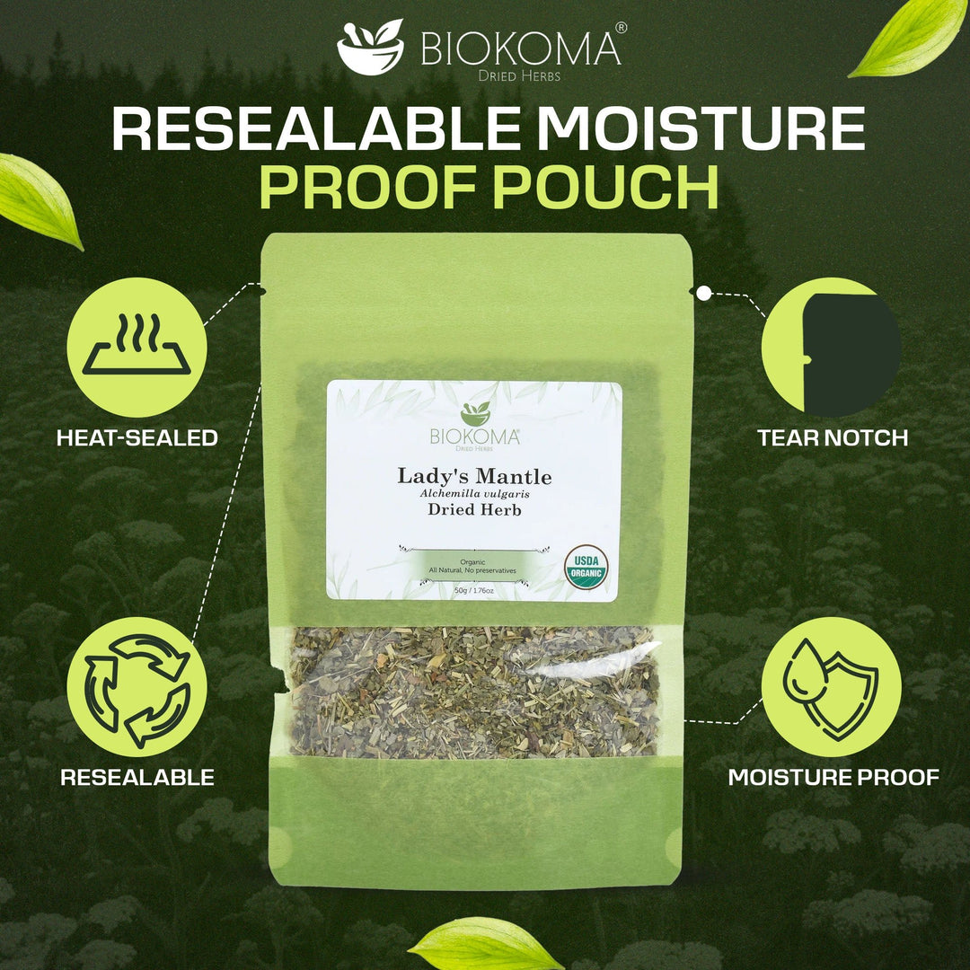 Lady's Mantle (Alchemilla vulgaris) Organic Dried Herb 50g 1.76oz - BIOKOMA® - Dried Herbs