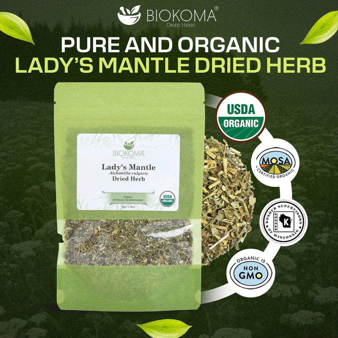 Lady's Mantle (Alchemilla vulgaris) Organic Dried Herb 50g 1.76oz - BIOKOMA® - Dried Herbs