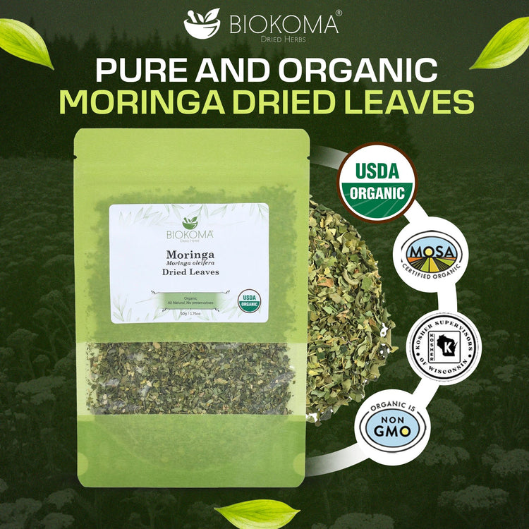 Moringa (Moringa oleifera) Organic Dried Leaves 50g 1.76oz - BIOKOMA® - Dried Herbs
