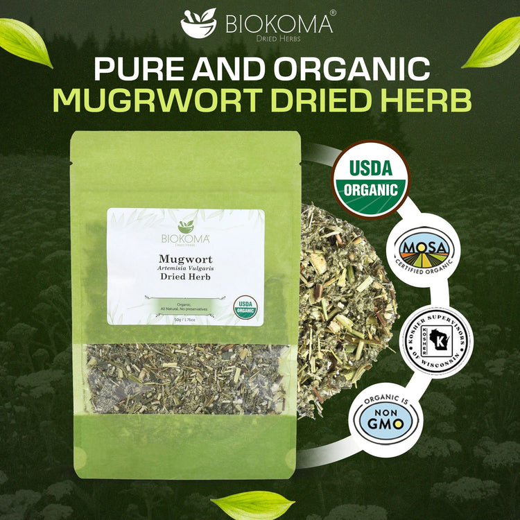 Mugwort (Artemisia vulgaris) Organic Dried Herb 50g 1.76oz - BIOKOMA® - Dried Herbs