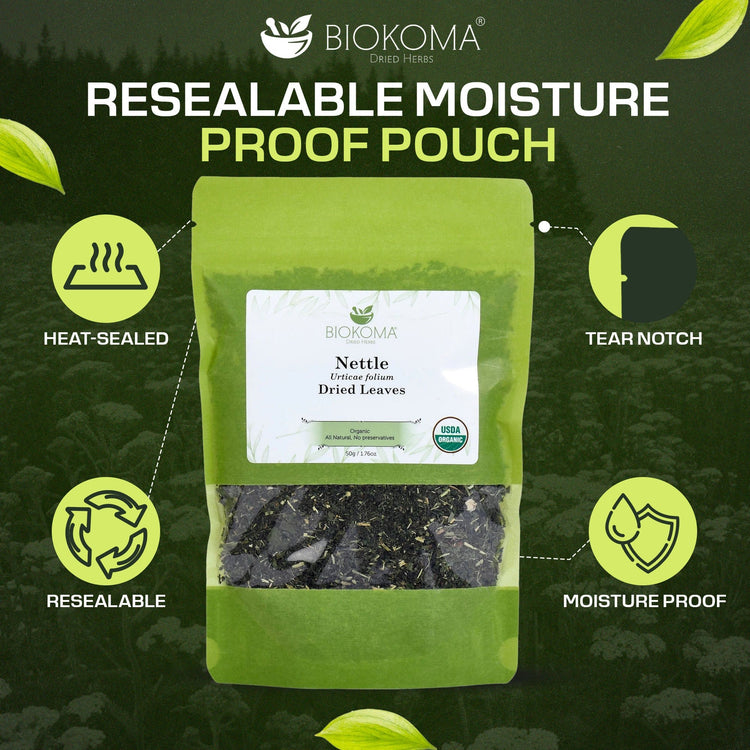 Nettle (Urticae folium) Organic Dried Leaves 50g 1.76oz - BIOKOMA® - Dried Herbs