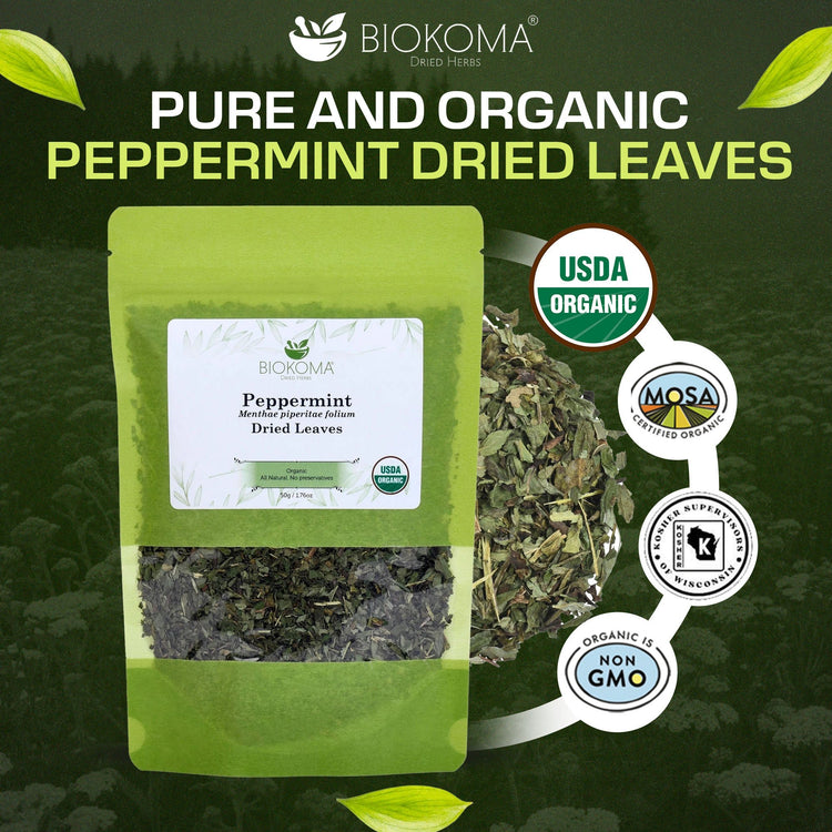 Peppermint (Menthae piperitae folium) Organic Dried Leaves 50g 1.76oz - BIOKOMA® - Dried Herbs