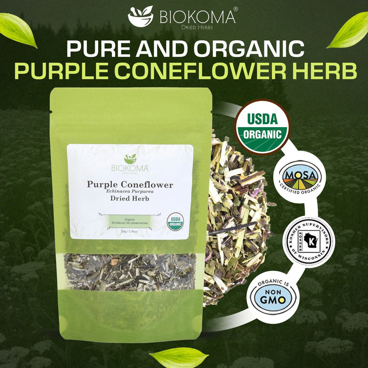 Purple Coneflower (Echinacea Purpurea) Organic Dried Herb 50g 1.76oz - BIOKOMA® - Dried Herbs