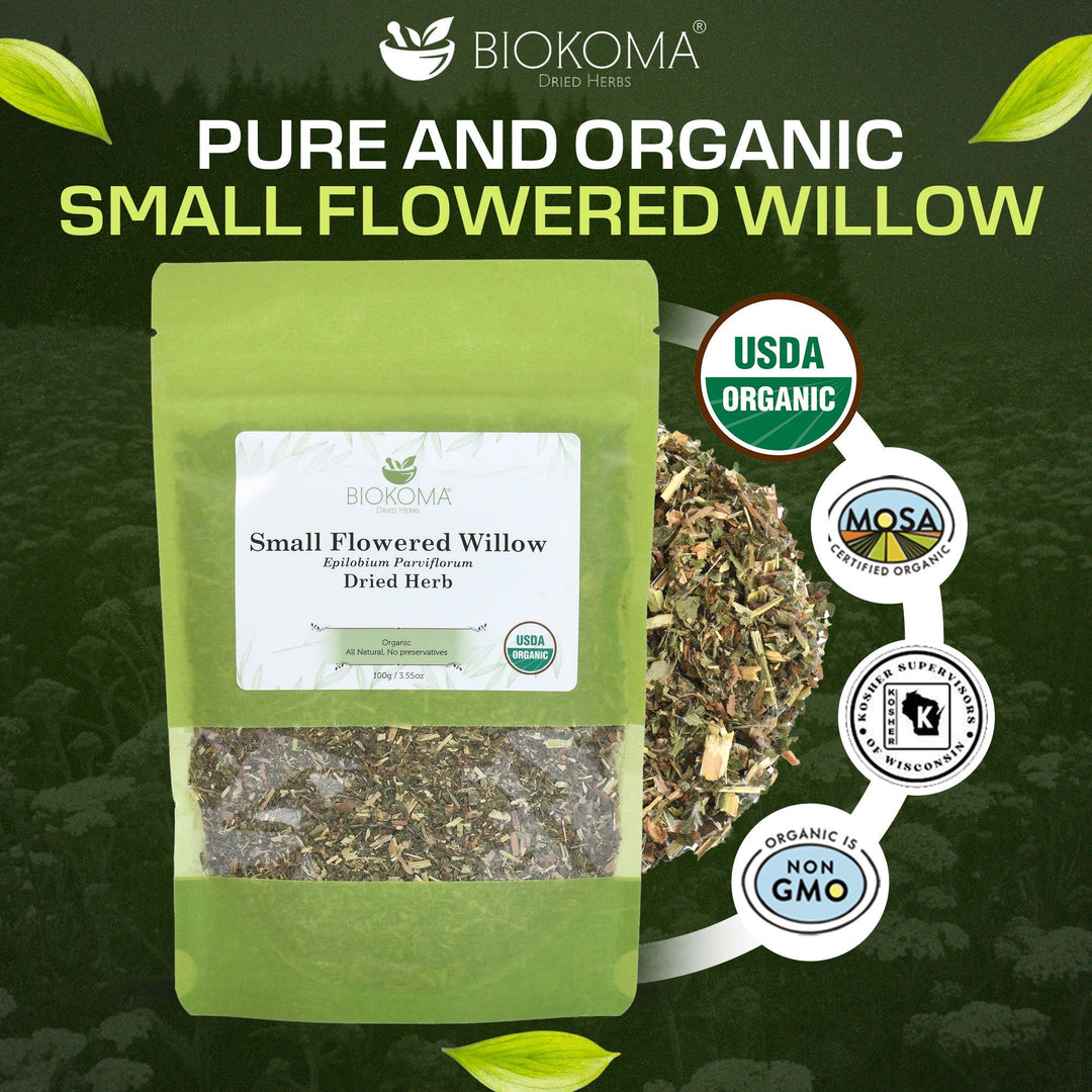 Small - Flowered Willow (Epilobium parviflorum) Organic Dried Herb 100g 3.55oz - BIOKOMA® - Dried Herbs