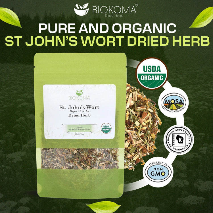 St. John’s Wort (Hyperici herba) Organic Dried Herb 50g 1.76oz - BIOKOMA® - Dried Herbs