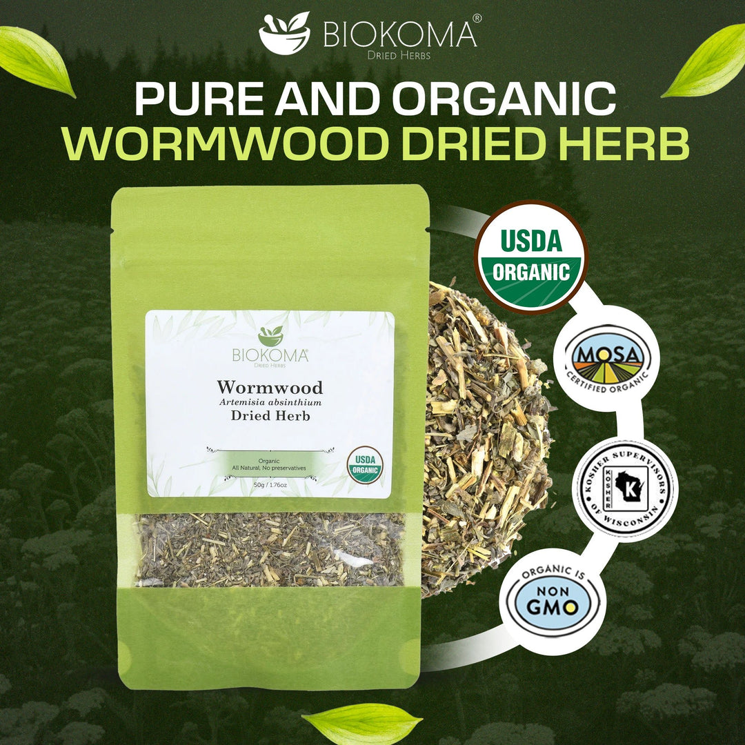 Wormwood (Artemisia absinthium) Organic Dried Herb 50g 1.76oz - BIOKOMA® - Dried Herbs