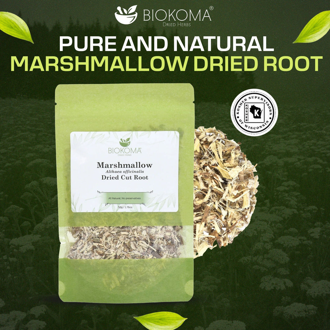 Marshmallow (Althaea officinalis) Dried Cut Root 50g 1.76oz - BIOKOMA® - Dried Herbs