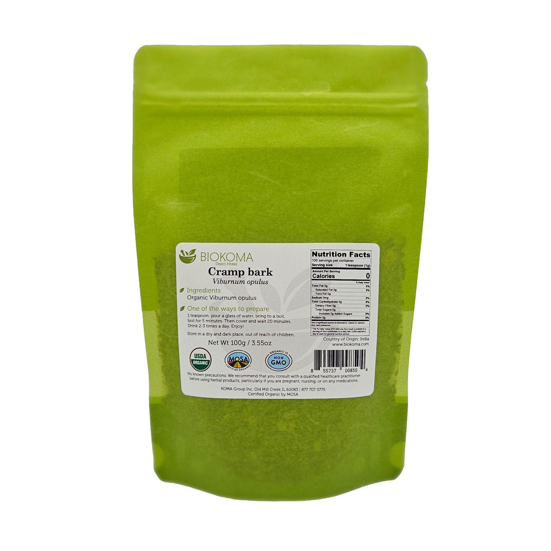 Organic Herb - Cramp Bark (Viburnum Opulus) Organic Dried Cut 100g 3.55 Oz