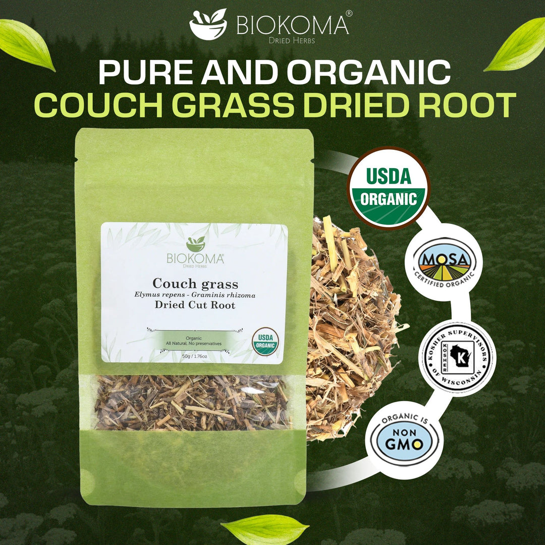 Couch Grass (Elymus repens - Graminis rhizoma) Organic Dried Cut Root 50g 1.76oz - BIOKOMA® - Dried Herbs