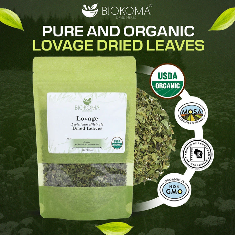 Lovage (Levisticum officinale) Organic Dried Leaves 50g 1.76oz - BIOKOMA® - Dried Herbs