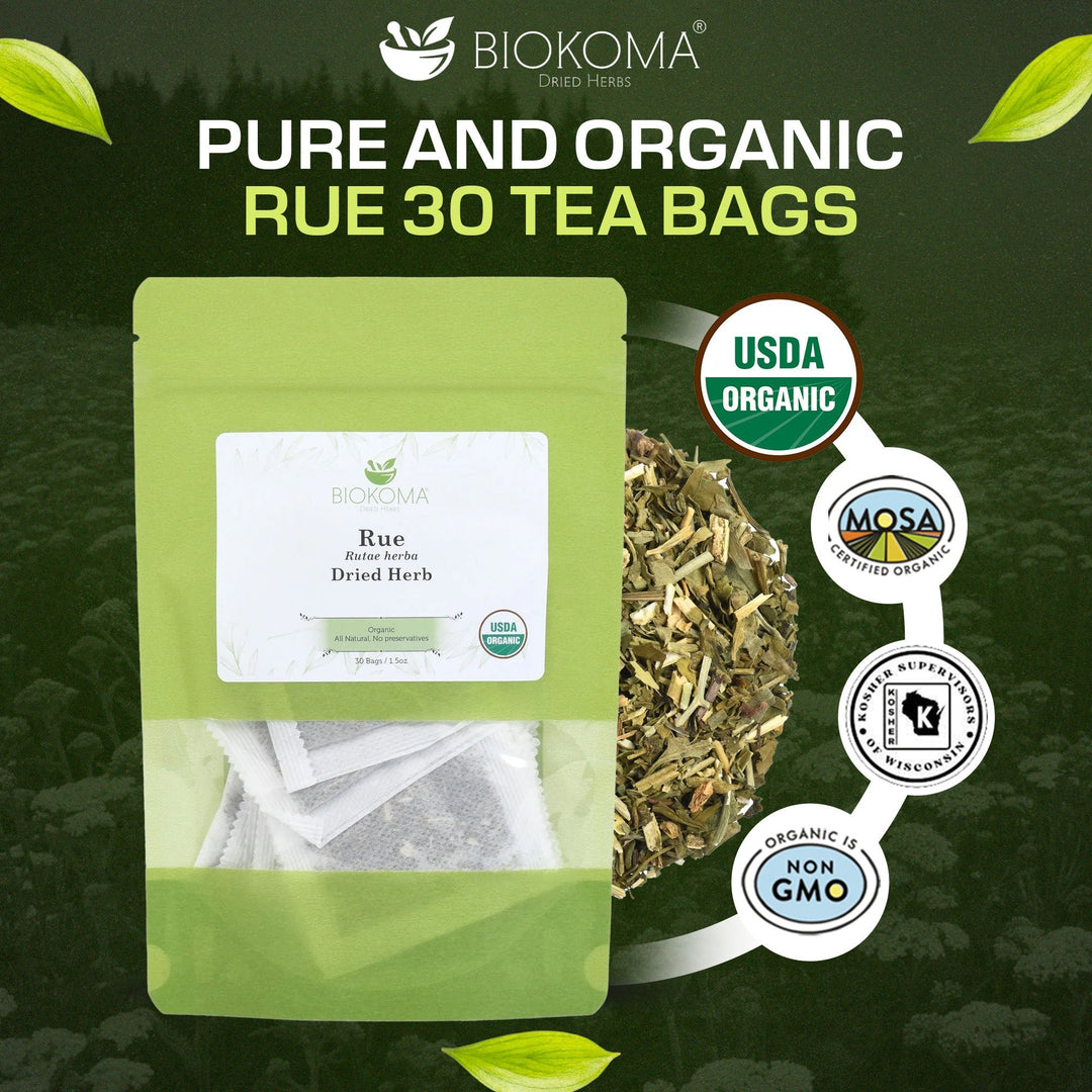Rue (Rutae herba) Organic Dried Herb 30 Tea Bags 1.5oz - BIOKOMA® - Dried Herbs