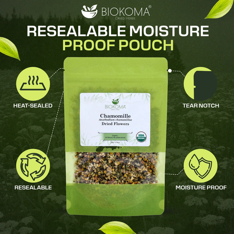 Chamomile (Anthodium chamomillae) Organic Dried Flowers 50g 1.76oz - BIOKOMA® - Dried Herbs
