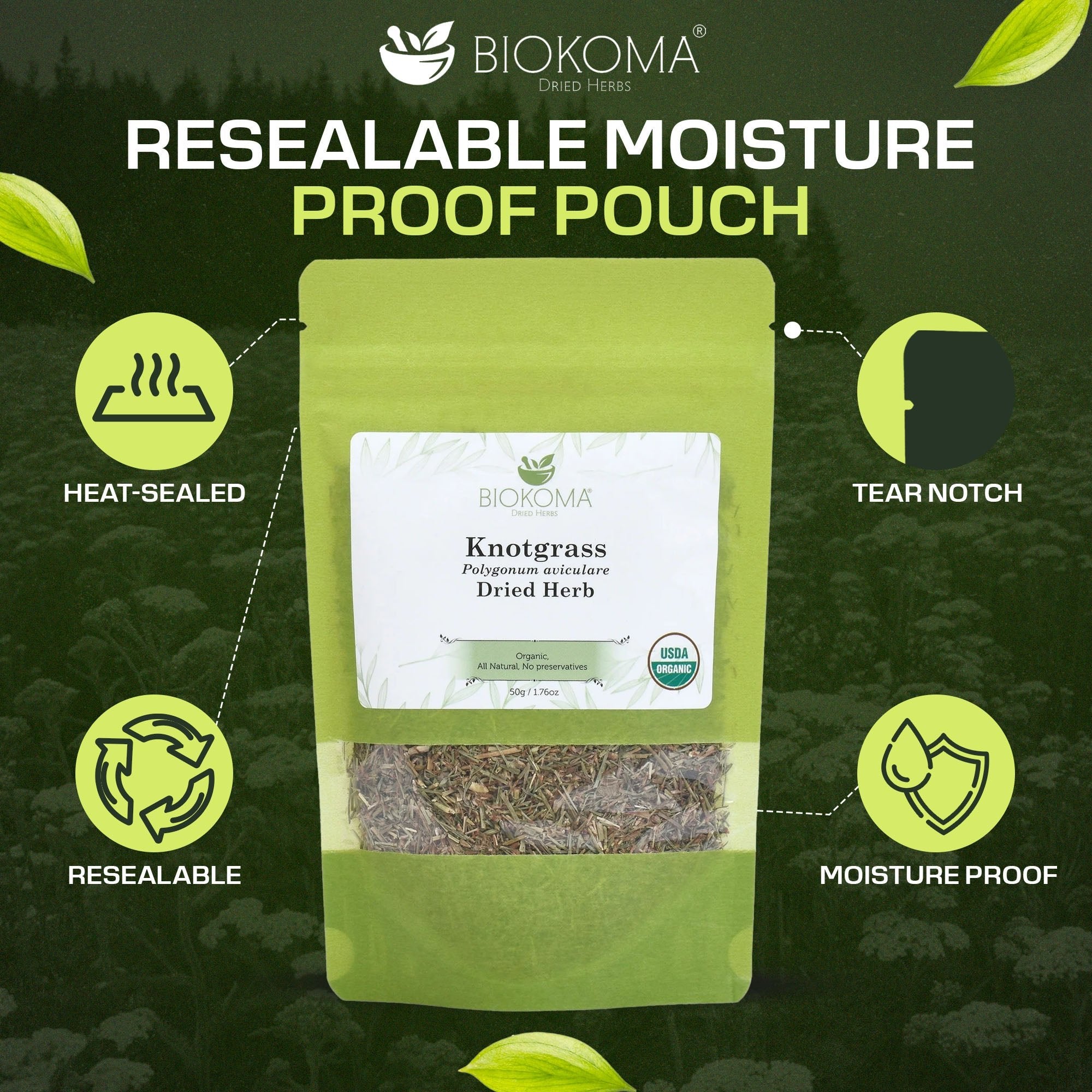 Knotgrass (Polygonum aviculare) Organic Dried Herb 50g 1.76oz - BIOKOMA® - Dried Herbs