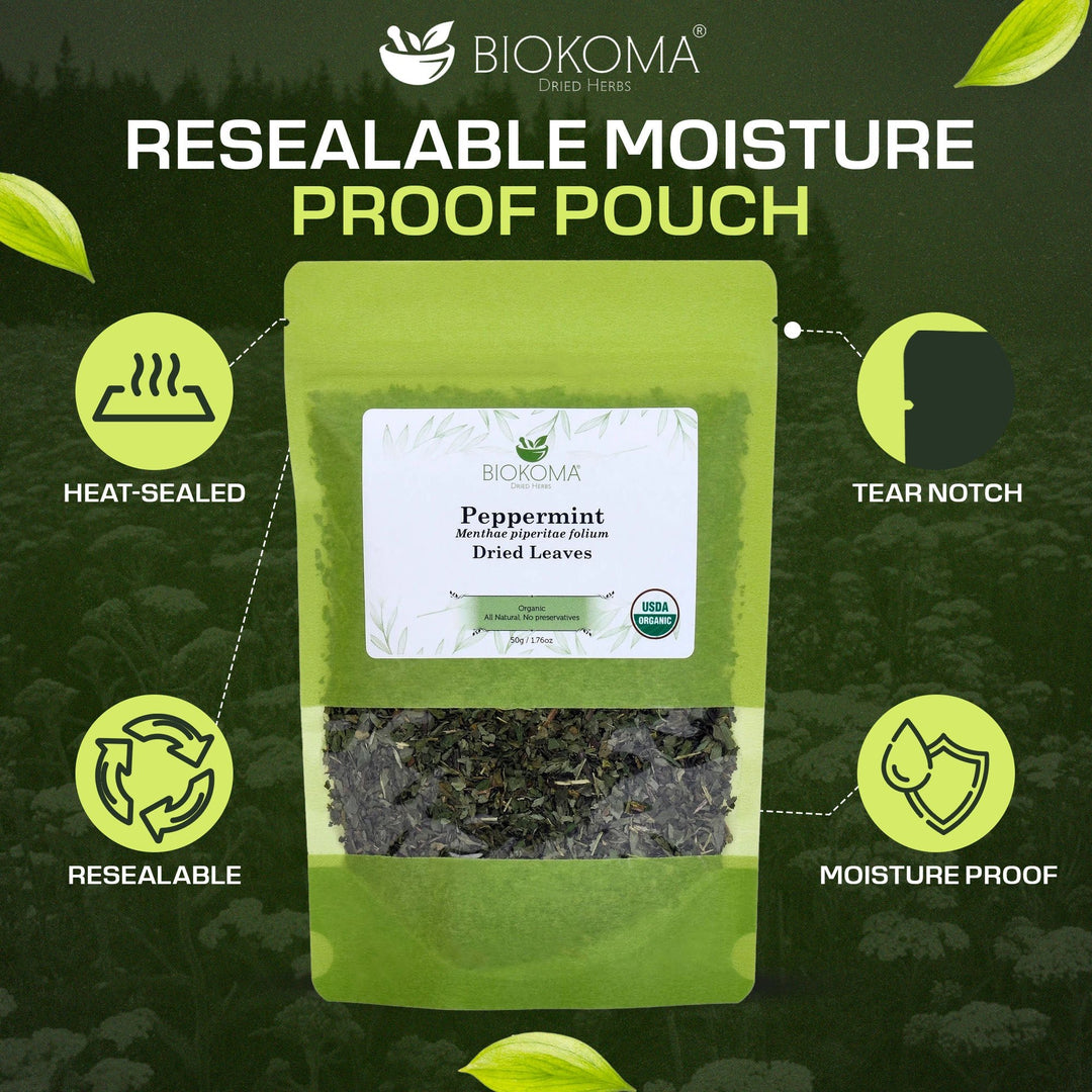 Peppermint (Menthae piperitae folium) Organic Dried Leaves 50g 1.76oz - BIOKOMA® - Dried Herbs