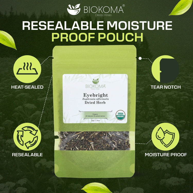 Eyebright (Euphrasia officinalis) Organic Dried Herb 50g 1.76oz - BIOKOMA® - Dried Herbs
