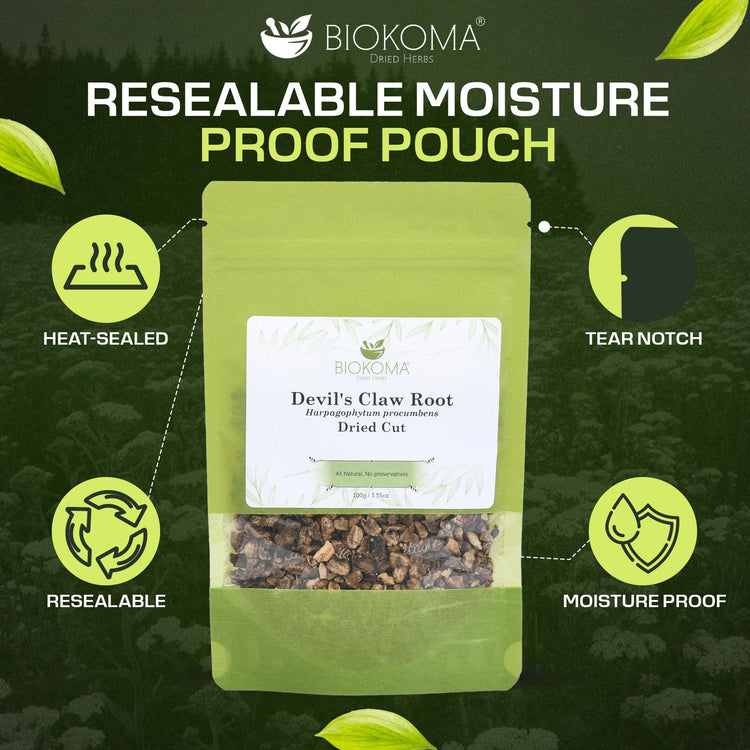 Devil's Claw Root (Harpagophytum procumbens) Dried Cut 100g 3.55oz - BIOKOMA® - Dried Herbs