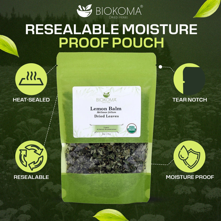 Lemon Balm (Melissae folium) Organic Dried Leaves 50g 1.76oz - BIOKOMA® - Dried Herbs