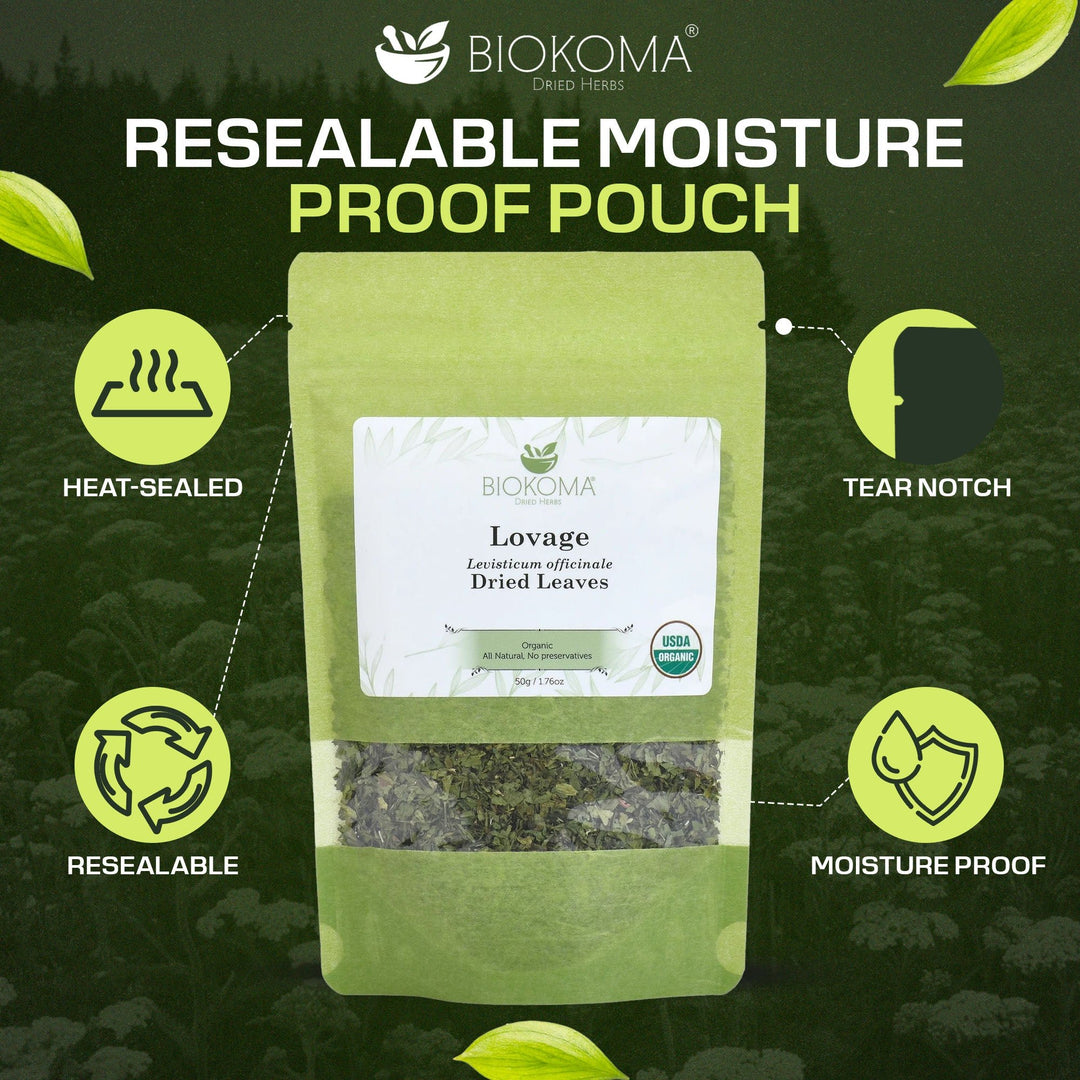 Lovage (Levisticum officinale) Organic Dried Leaves 50g 1.76oz - BIOKOMA® - Dried Herbs