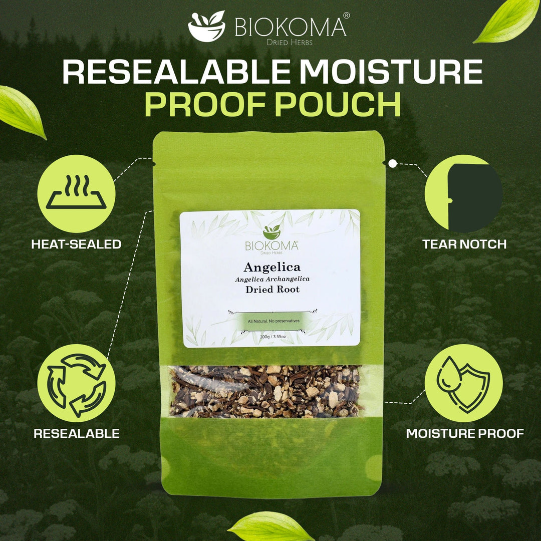 Angelica Root (Angelica Archangelica) Dried Root 100g 3.55oz - BIOKOMA® - Dried Herbs