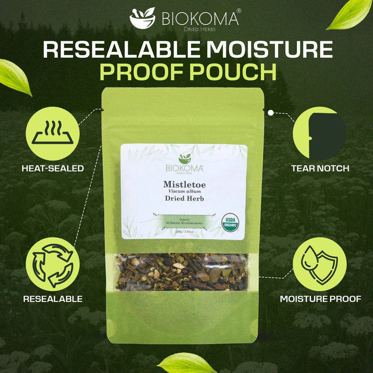 Mistletoe (Viscum album) Organic Dried Herb 100g 3.55oz - BIOKOMA® - Dried Herbs