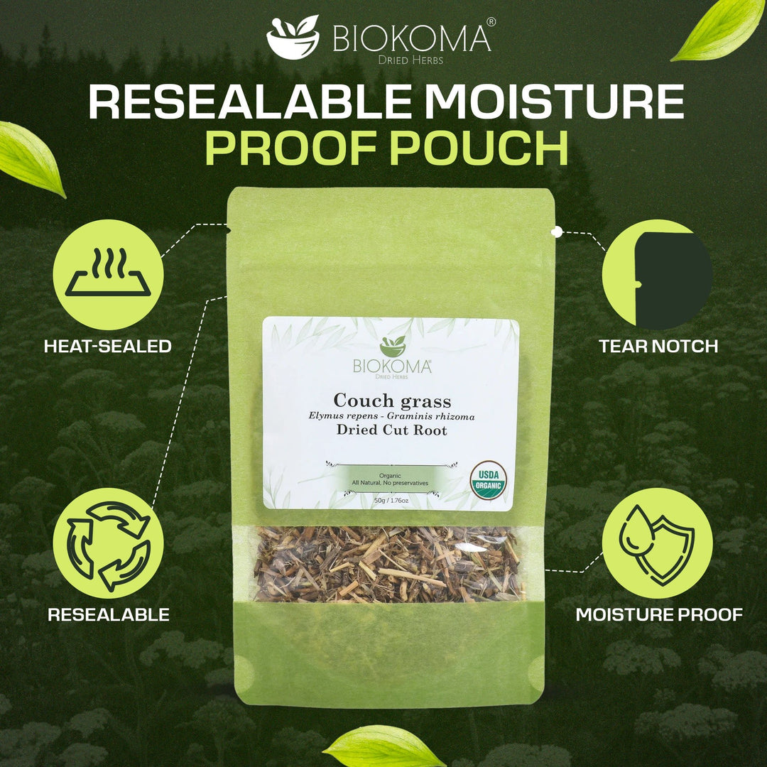 Couch Grass (Elymus repens - Graminis rhizoma) Organic Dried Cut Root 50g 1.76oz - BIOKOMA® - Dried Herbs