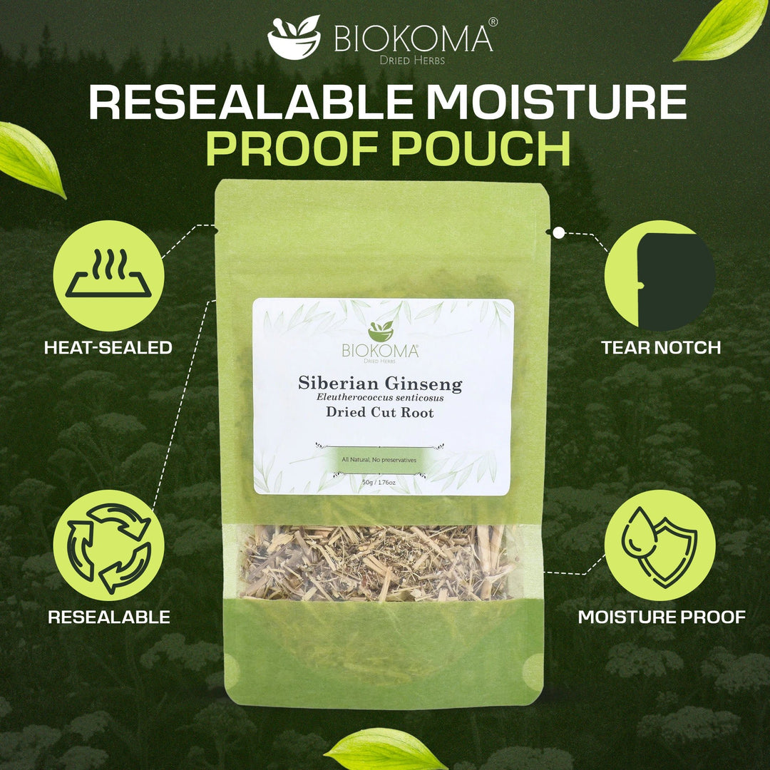 Siberian Ginseng (Eleutherococcus senticosus) Dried Cut Root 50g 1.76oz - BIOKOMA® - Dried Herbs