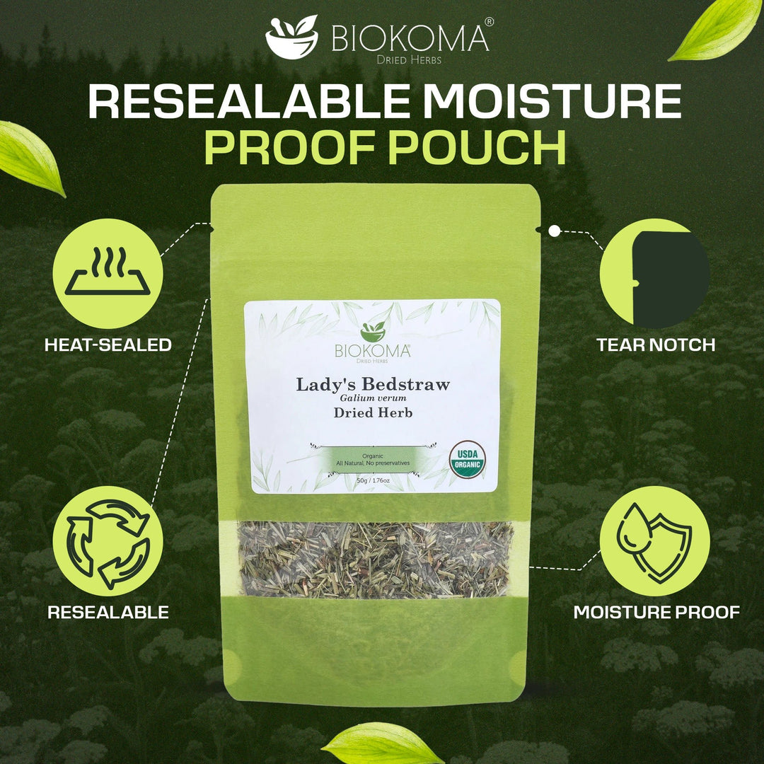 Lady's Bedstraw (Galium verum) Organic Dried Herb 50g 1.76oz - BIOKOMA® - Dried Herbs