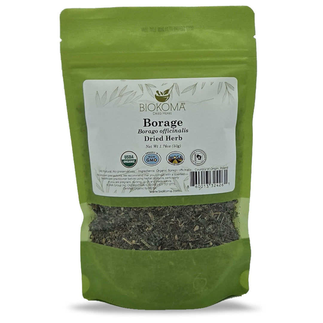 Borage (Borago officinalis) Organic Dried Herb 50g 1.76oz - BIOKOMA® - Dried Herbs