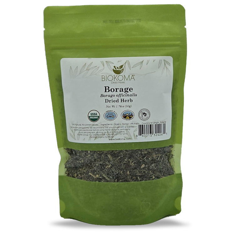 Borage (Borago officinalis) Organic Dried Herb 50g 1.76oz - BIOKOMA® - Dried Herbs