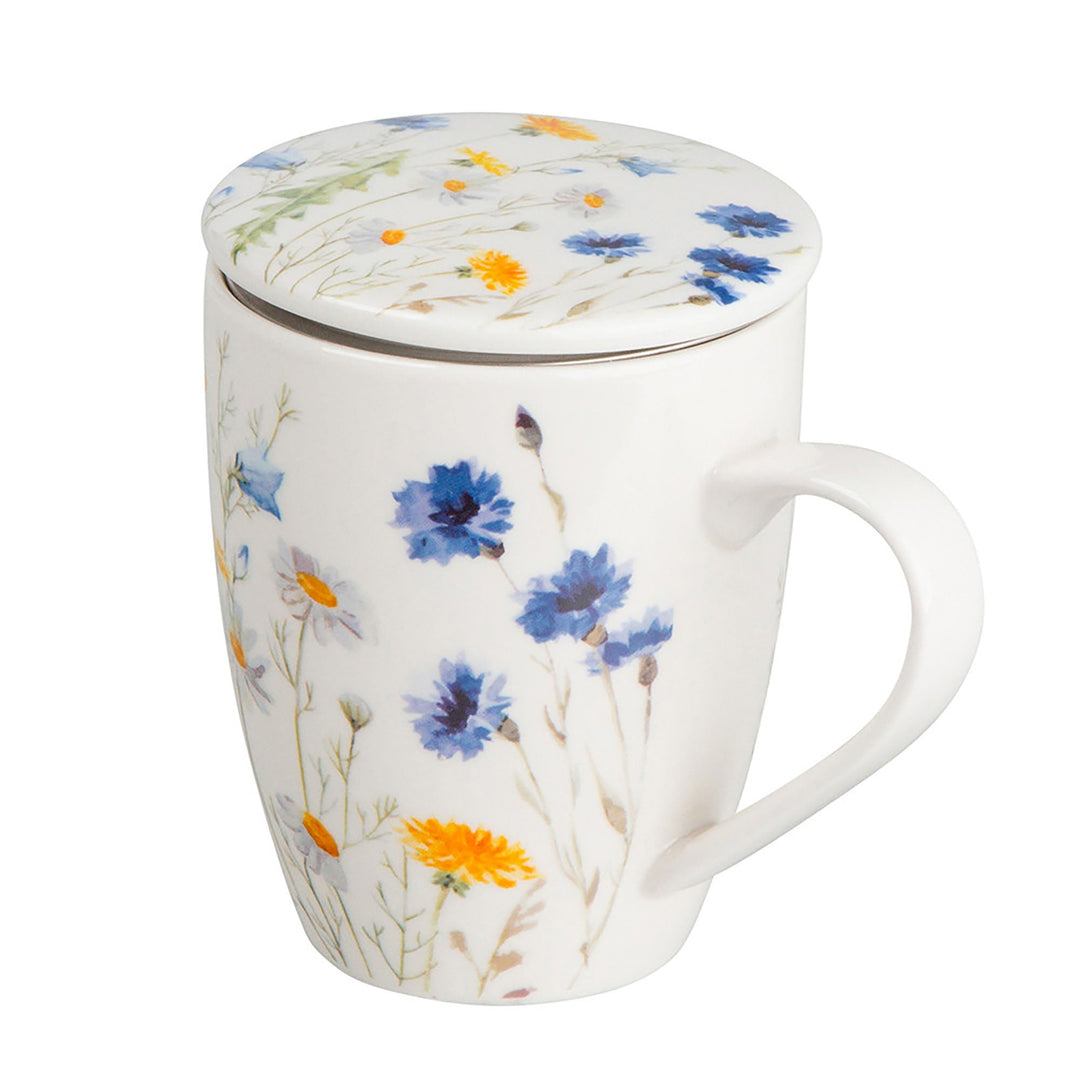 Accessories - Tea Herb Mug Cup With Infuser And Lid 10fl Oz - Corn Flowers