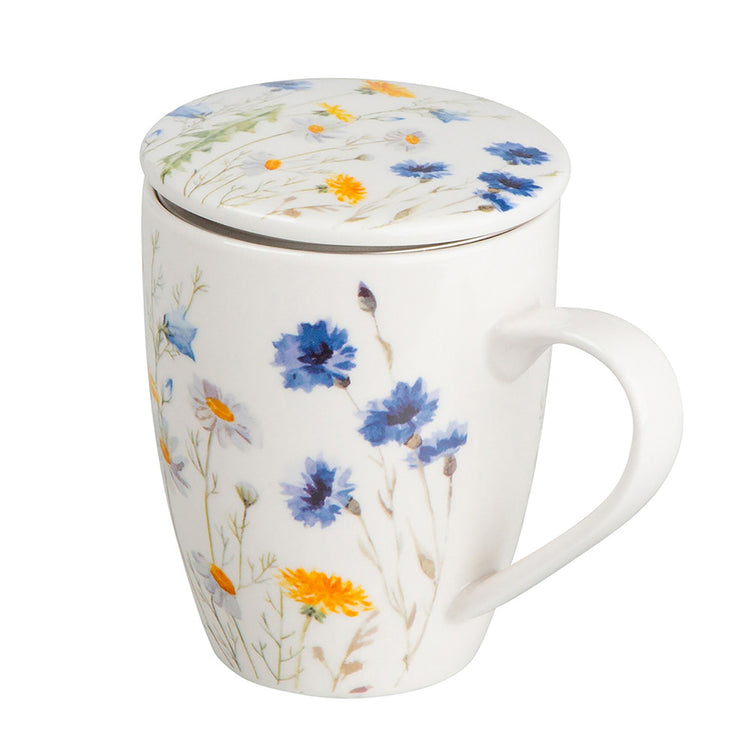 Accessories - Tea Herb Mug Cup With Infuser And Lid 10fl Oz - Corn Flowers