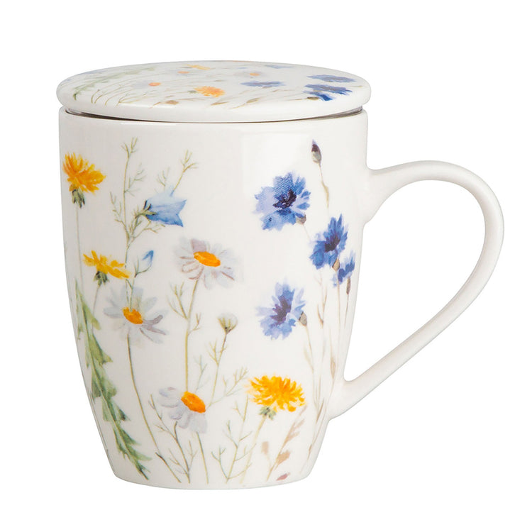 Accessories - Tea Herb Mug Cup With Infuser And Lid 10fl Oz - Corn Flowers