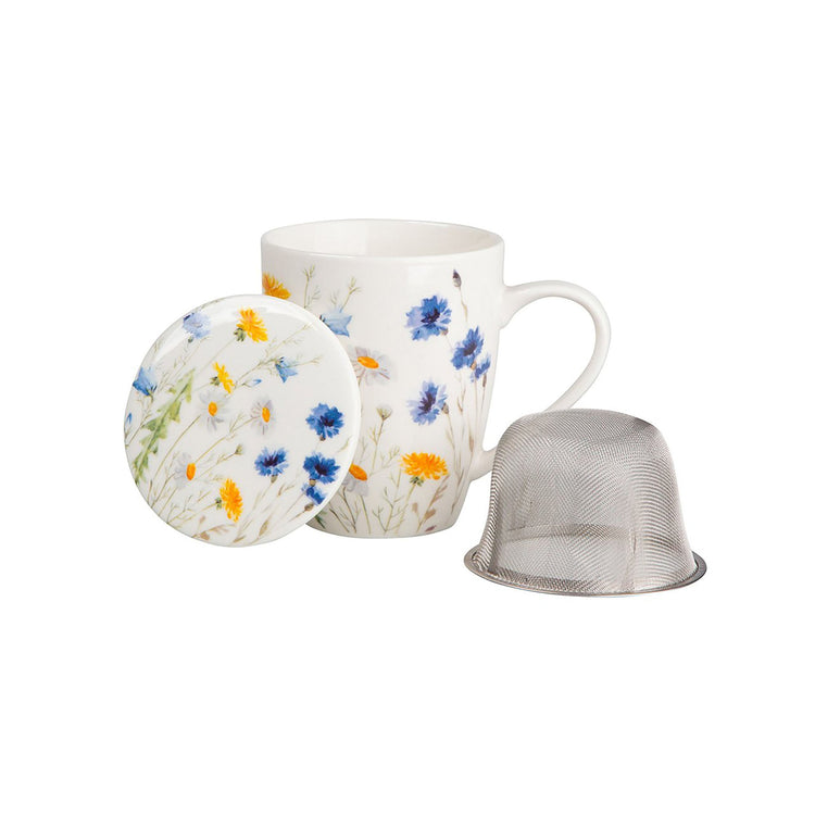 Accessories - Tea Herb Mug Cup With Infuser And Lid 10fl Oz - Corn Flowers