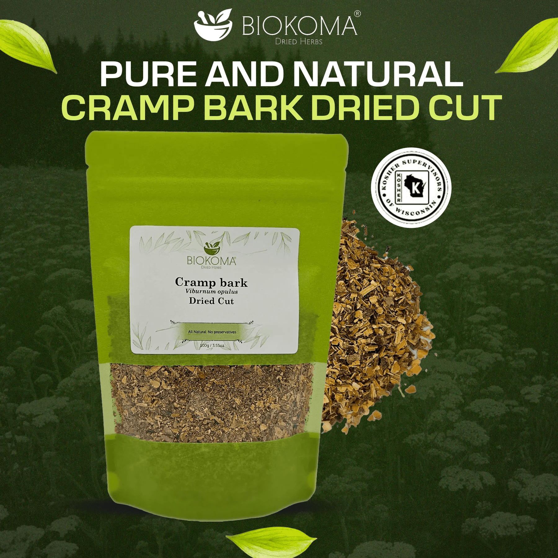 Cramp Bark (Viburnum opulus) Dried Cut 100g 3.55 oz - BIOKOMA® - Dried Herbs