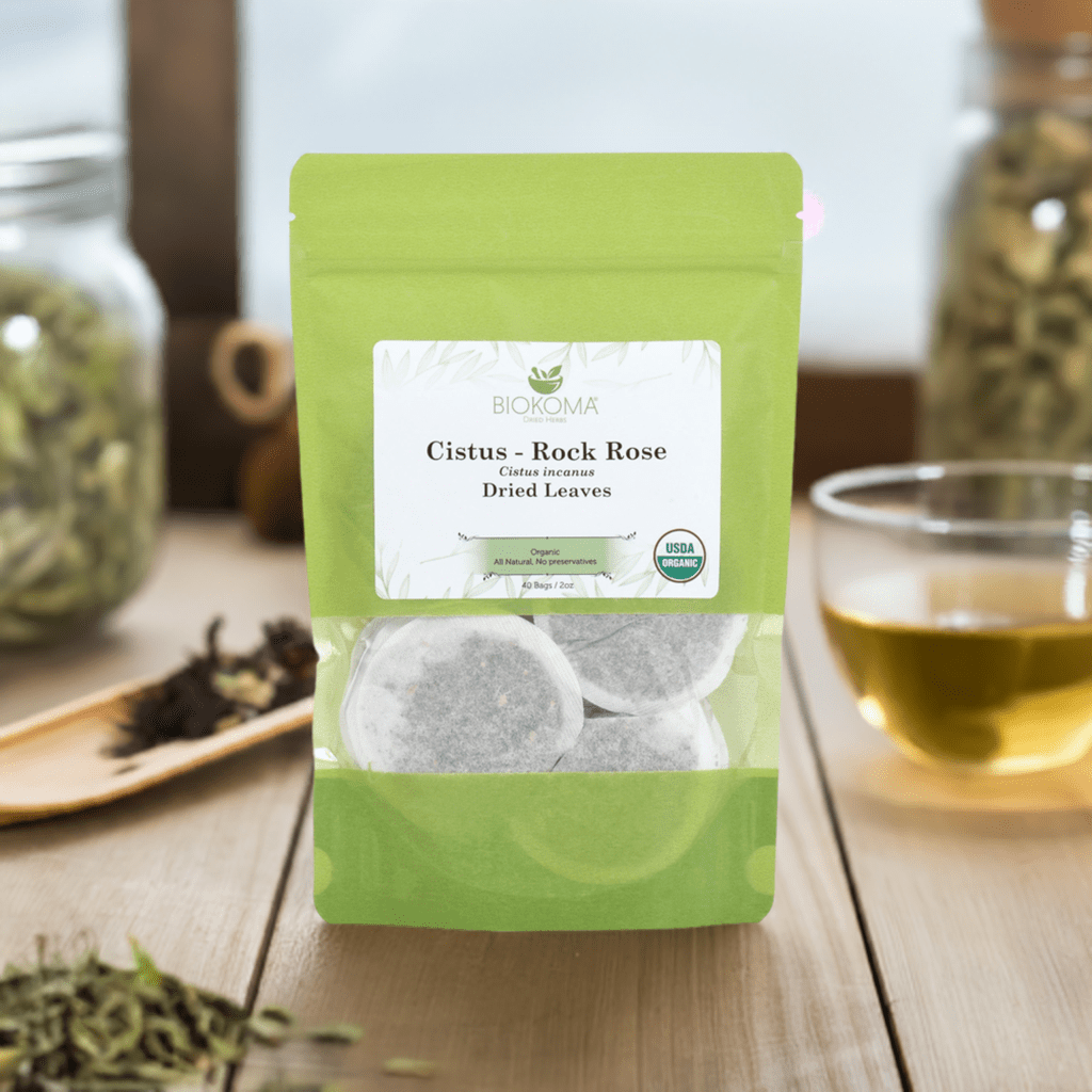 Cistus - Rock Rose (Cistus incanus) Organic Dried Leaves 40 Tea Bags 2oz - BIOKOMA® - Dried Herbs