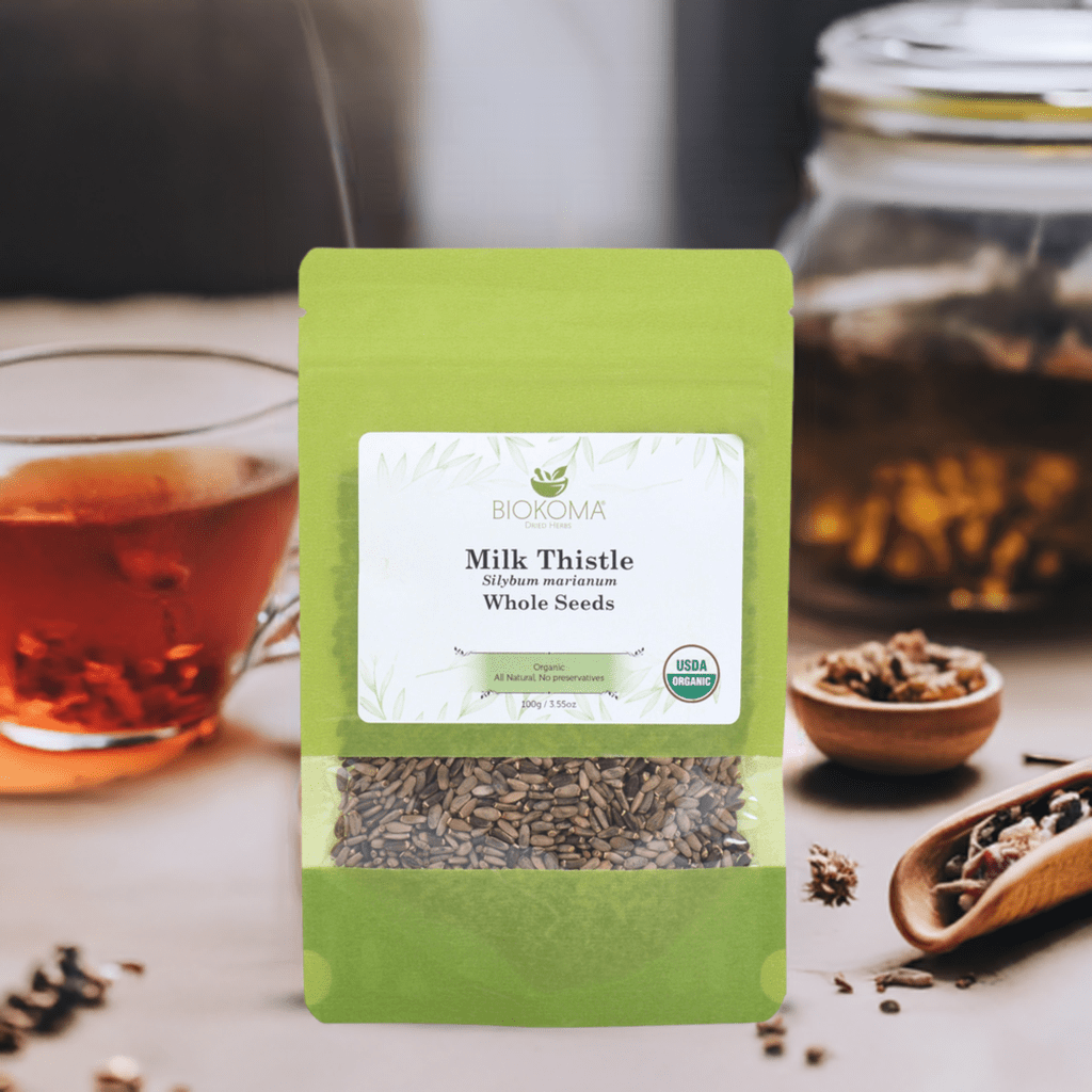 Milk Thistle (Silybum marianum) Organic Whole Seeds 100g 3.55oz - BIOKOMA® - Dried Herbs