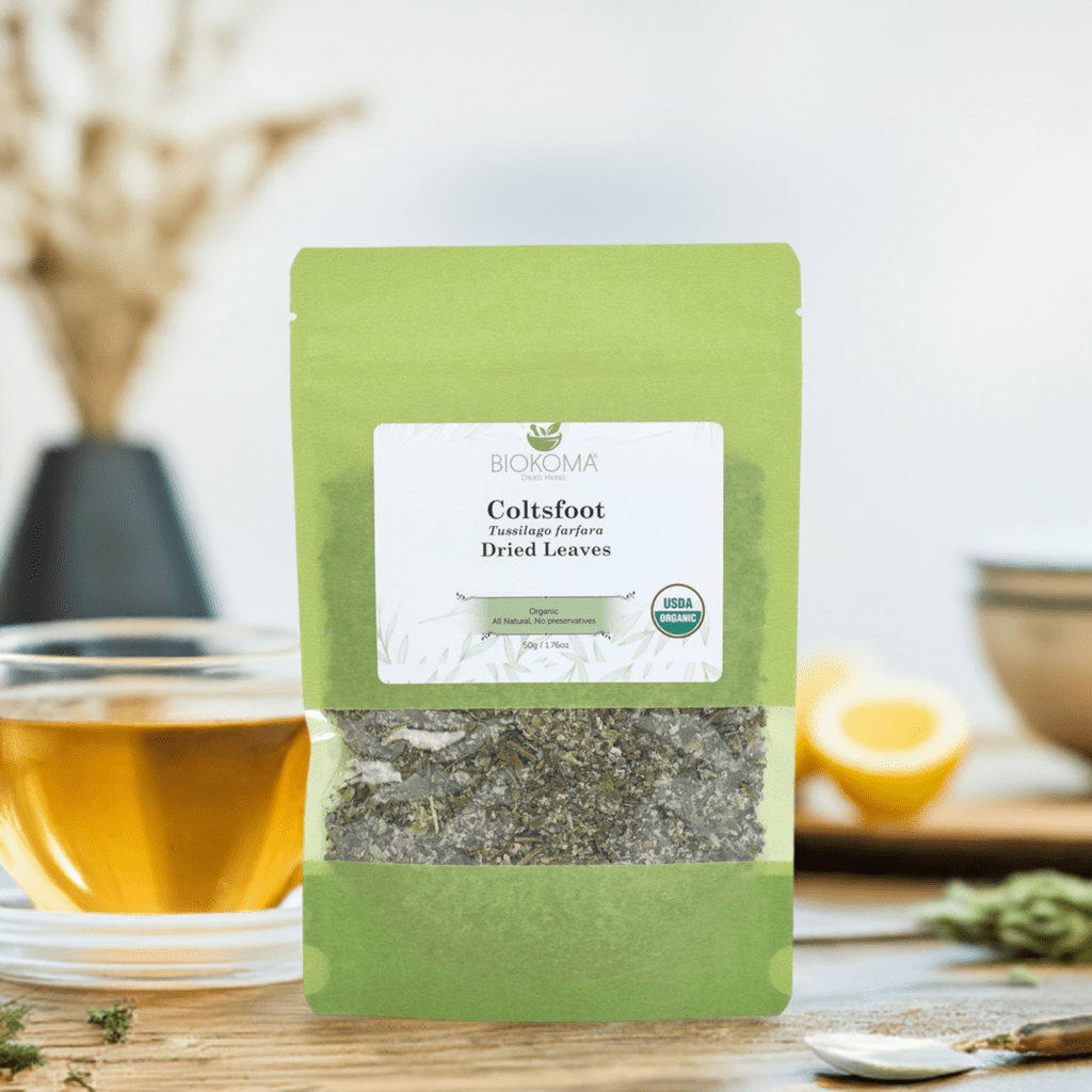 Coltsfoot (Tussilago farfara) Organic Dried Leaves 50g 1.76oz - BIOKOMA® - Dried Herbs