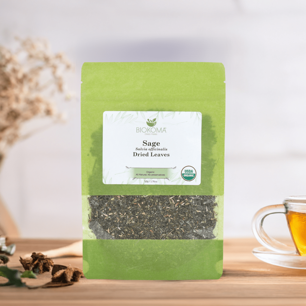 Sage (Salvia officinalis) Organic Dried Leaves 50g 1.76oz - BIOKOMA® - Dried Herbs